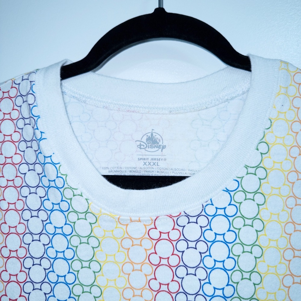 New Disney Parks White Mickey Mouse Rainbow Pride Unisex Spirit Jersey Size XXL - Picture 3 of 6